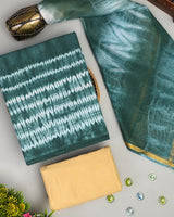 Exclusive  Green and Yellow Hand Block Print Cotton Suit With Kota Dupatta (BSCOTKO26)