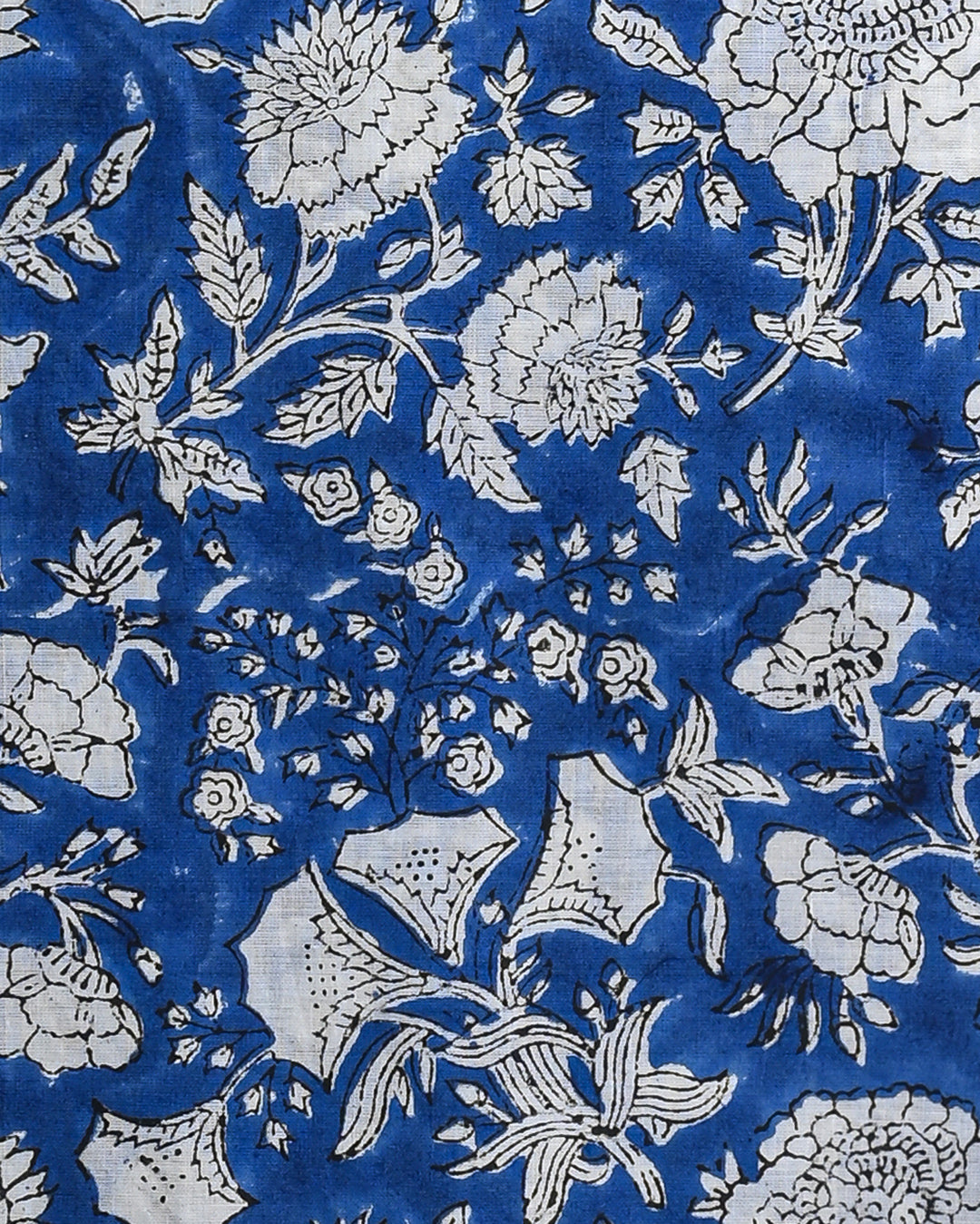 Premium Blue With White Floral Sanganeri Print Cotton Suit With Chiffon Dupatta (BSCOTCH36)