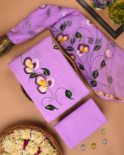 Exclusive Hand Block Print Cotton Suit With Kota Doria Dupatta(BSCOTKO86)