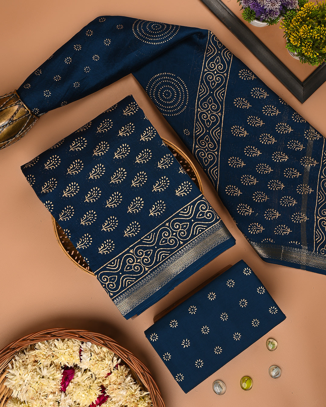 Premium Bagru Print Maheshwari Silk Suit Set (BSMAHMA52)