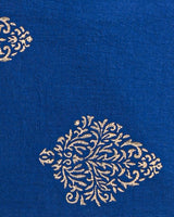 Fresh Blue with Golden Work Hand Block Printed Cotton Suit With Linen Dupatta BSLID11