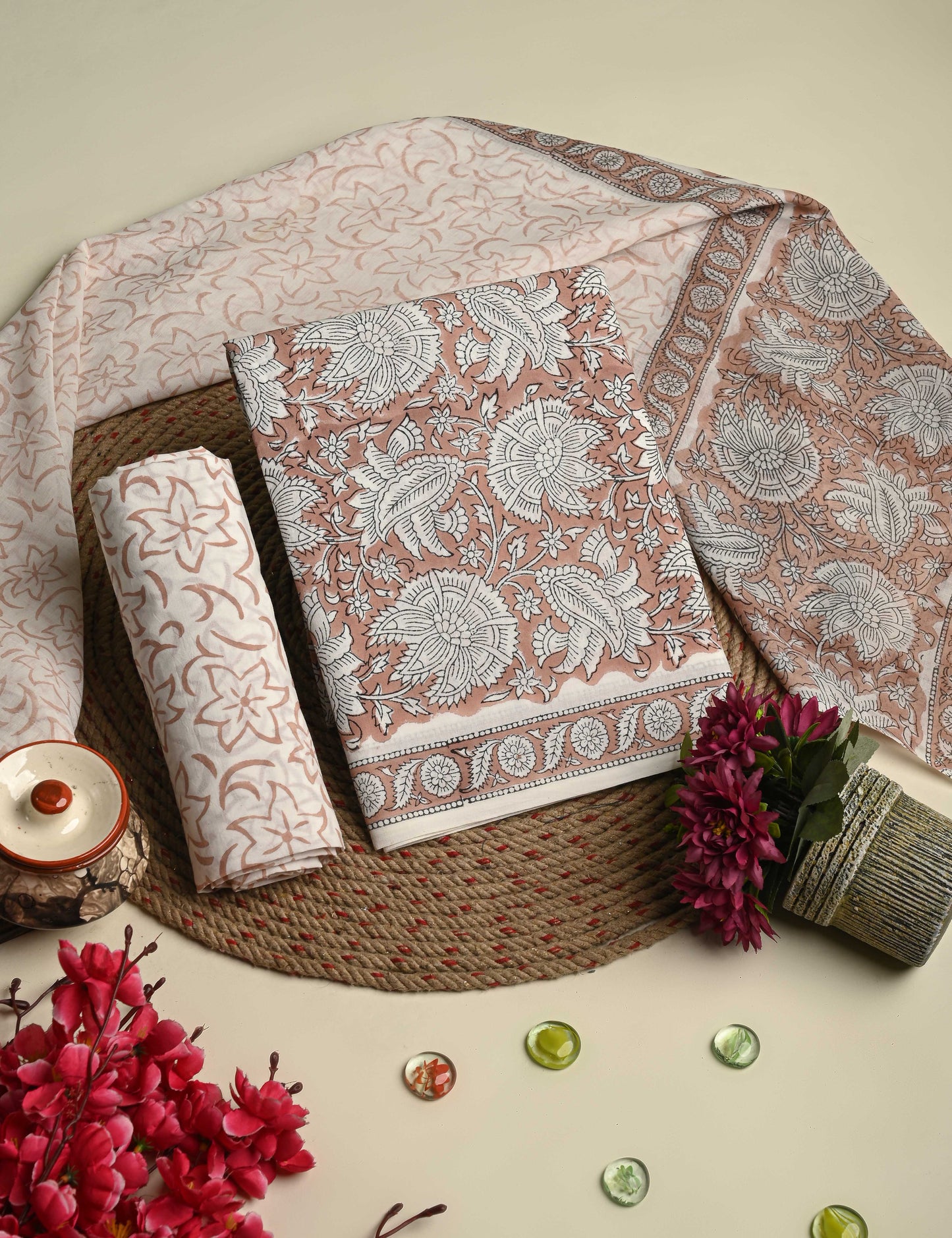 Exclusive Hand Block Cotton Suit With Cotton Dupatta(BSCOTMU17)