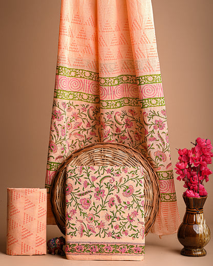 New Peach Exclusive Sanganeri Cotton Suit With Cotton Dupatta (BSCOTMU10)